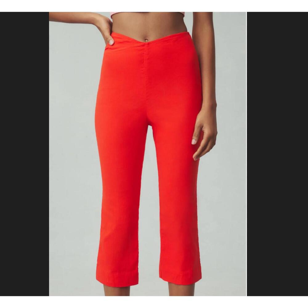 MAEVE Anthropologie red orange high rise cropped summer pants sz 6